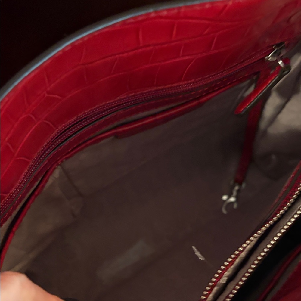 Michael Kors Dillon Large Red Croc-Embossed Satchel - Picture 14 of 16